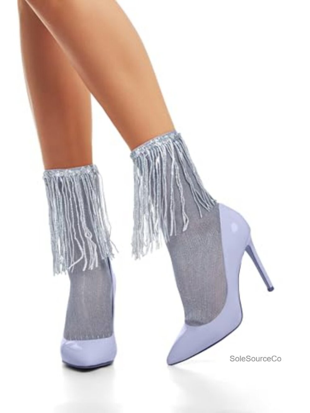 Sparkly Ruffle Crew Socks Sequin Fringe Glitter Frilly Party Socks